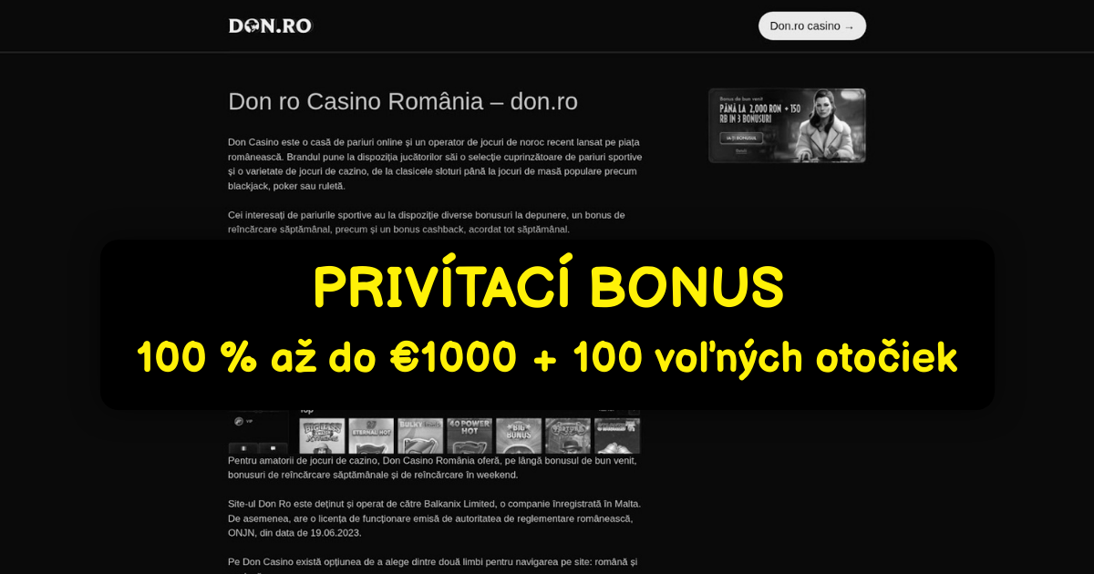 Don Casino - Prémiové Online Automaty | Oficiálna Stránka Slovensko