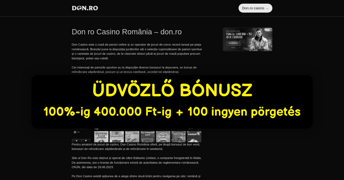 Don Casino - Prémium Online Slotok | Hivatalos Magyarország